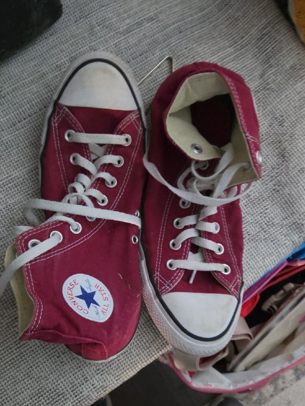 Converse Womens Burgundy High-Top Sneakers with White Accents - Picture 5 of 5